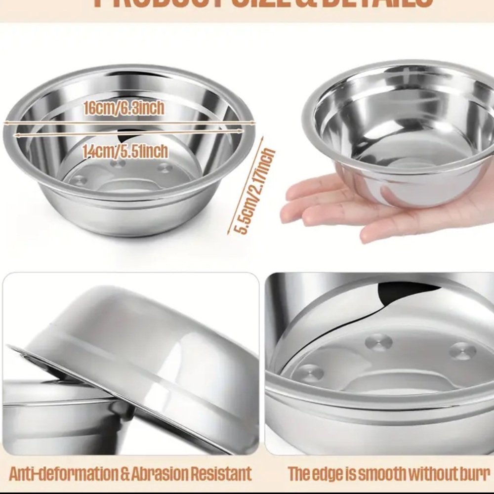 2 Pet Bowls 🪢 16 oz Stainless Steel